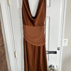 Elegant Brown Sleeveless Dress